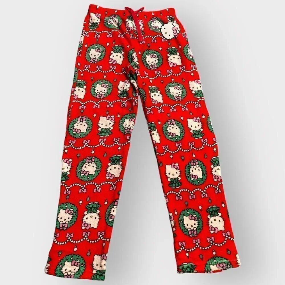 Hello Kitty “Christmas Wreath” Fuzzy Soft Touch Pajama Pants Womens size M New